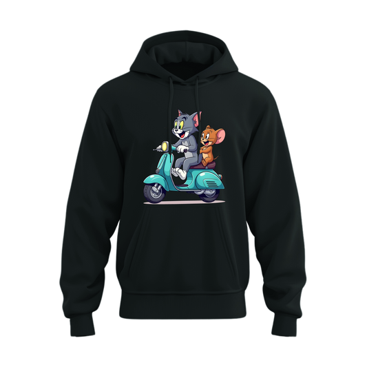 Tom & Jerry Scooter Premium Boys Hoodie