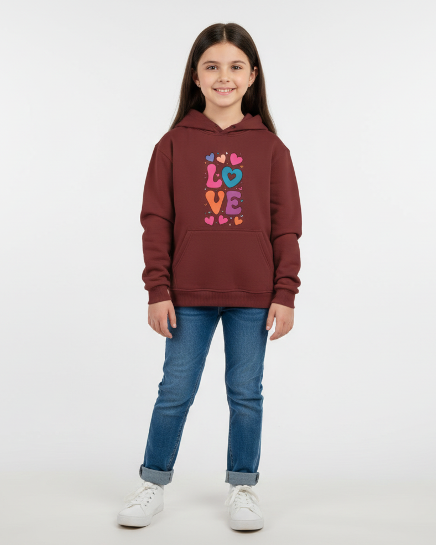 Love Graphic Heart Girls Hoodie