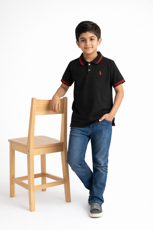 Boys Black Premium POLO Shirt