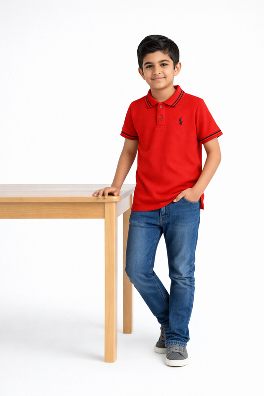 Boys Red Premium POLO Shirt