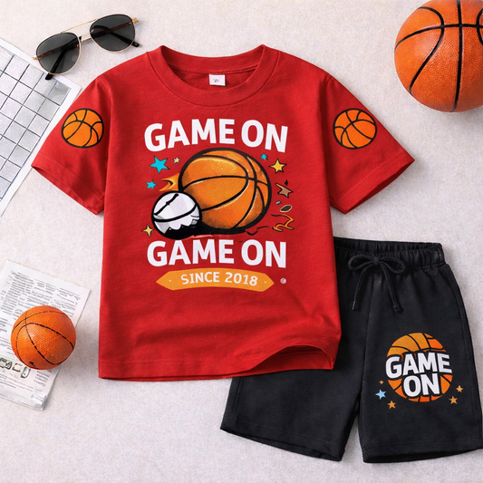Game ON Boys Red & Black Short Set