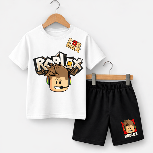 Roblox Boys White & Black Short Set