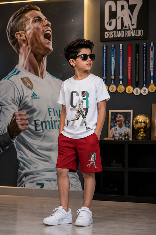 Ronaldo CR7-7 White Shorts Set
