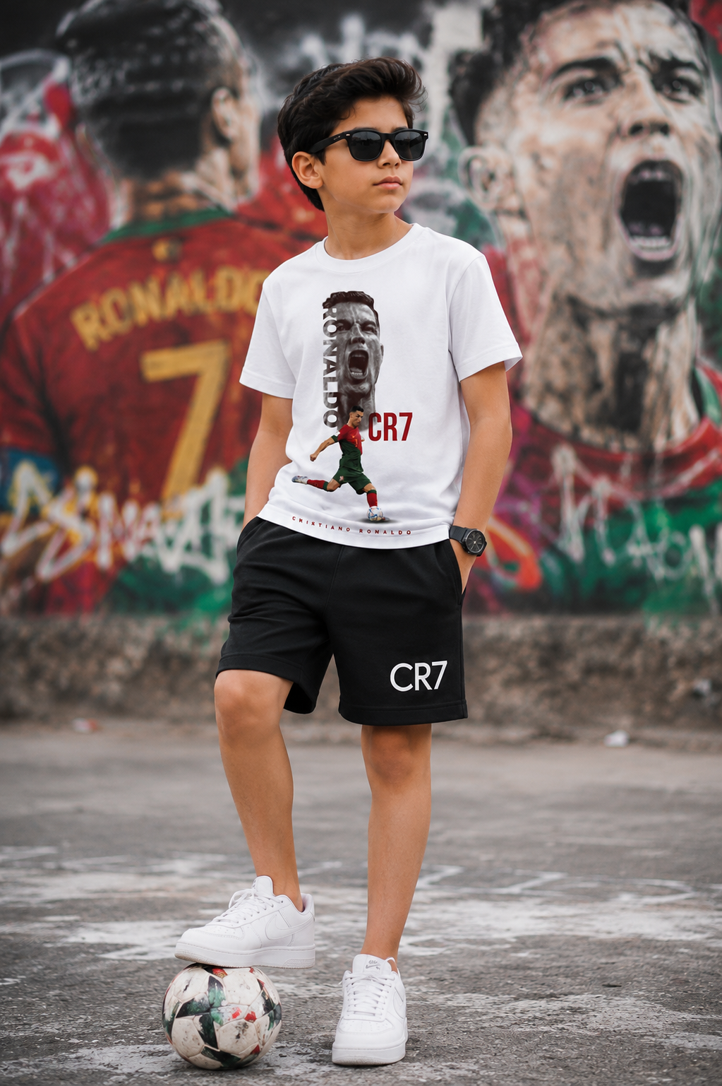 Ronaldo CR7-8 White Shorts Set