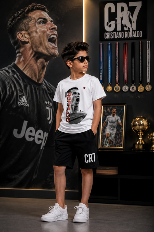Ronaldo CR7-9 White Shorts Set