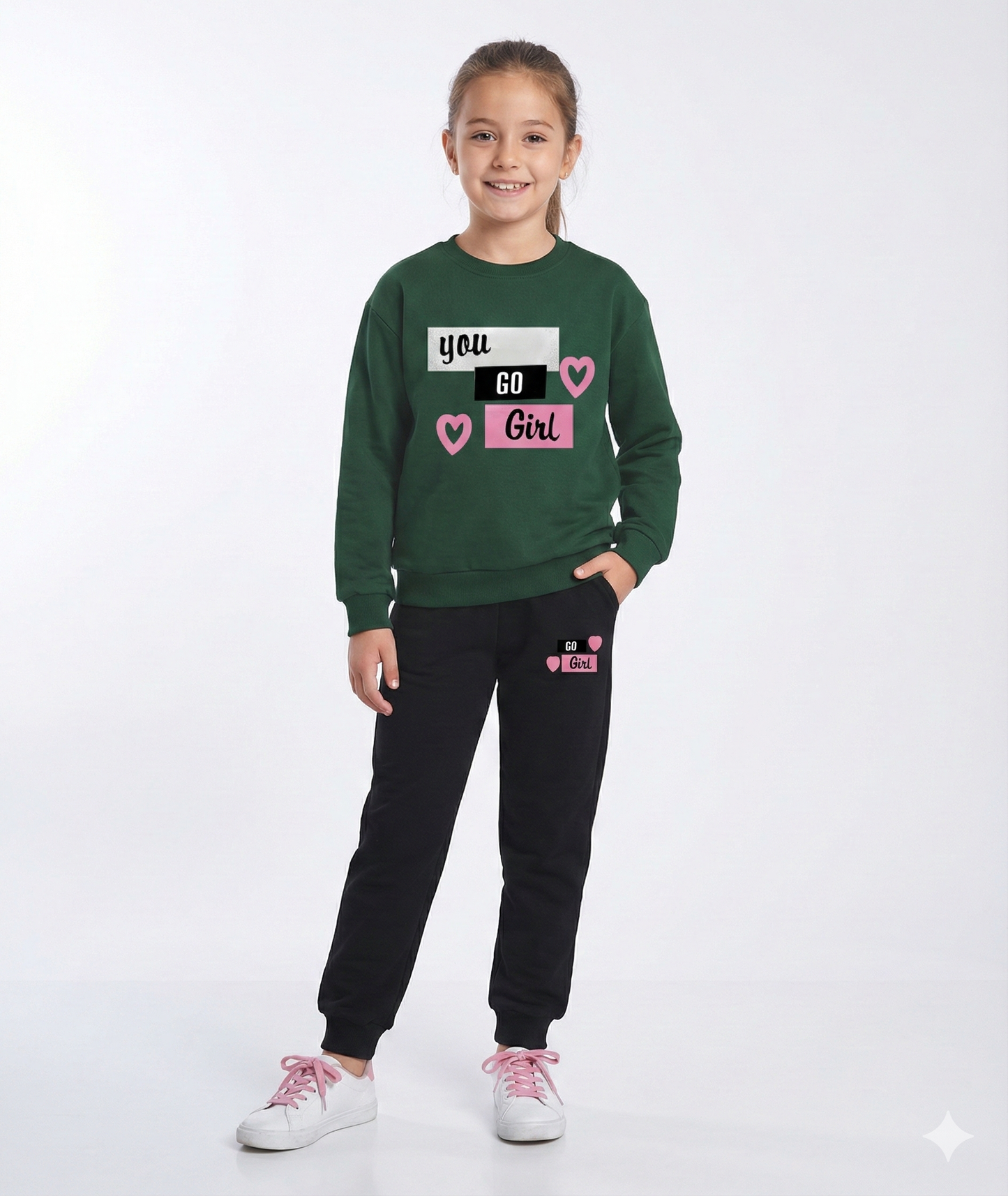 Green "You Go Girl" Black Trouser Set