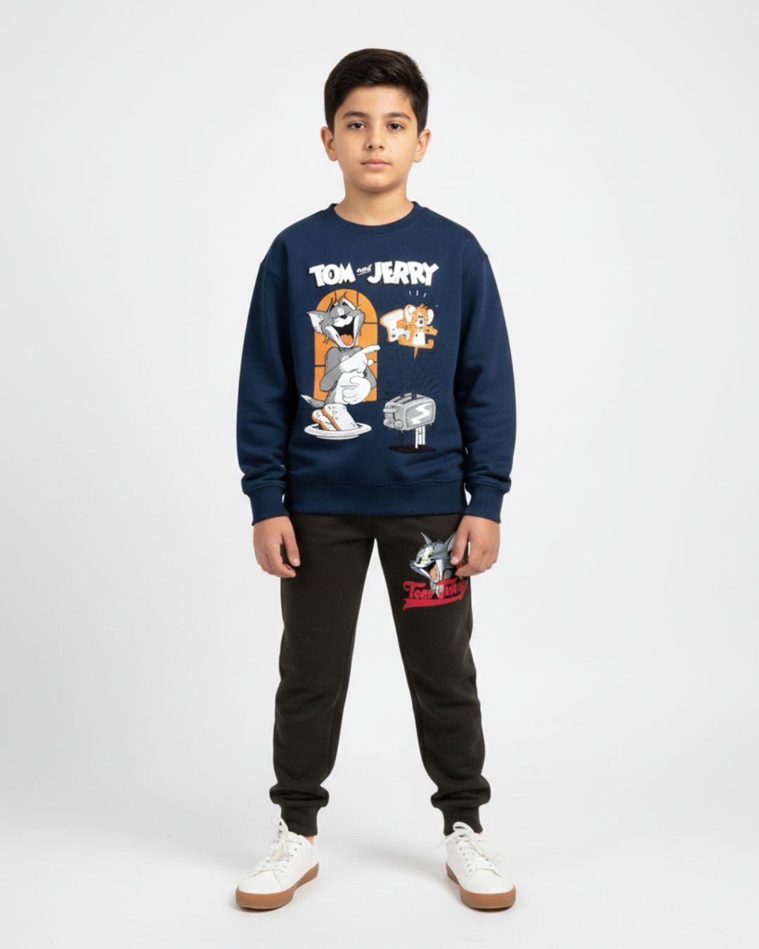 Navy Tom & Jerry Boys Black Trouser Set
