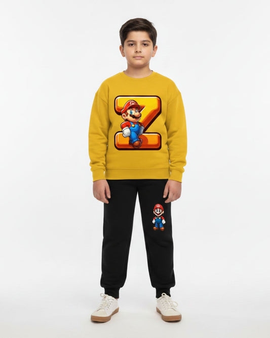 Yellow Mario Z Boys Black Trouser Set