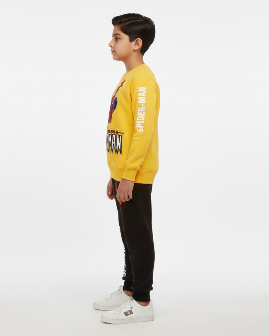 Yellow Spider Man Boys Black Trouser Set