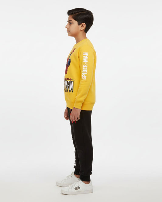 Yellow Spider Man Boys Black Trouser Set