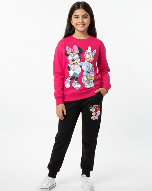 Pink Donald & Mini Black Trouser Set