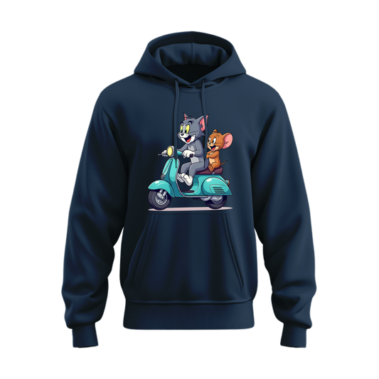 Tom & Jerry Scooter  Premium Boys Hoodie