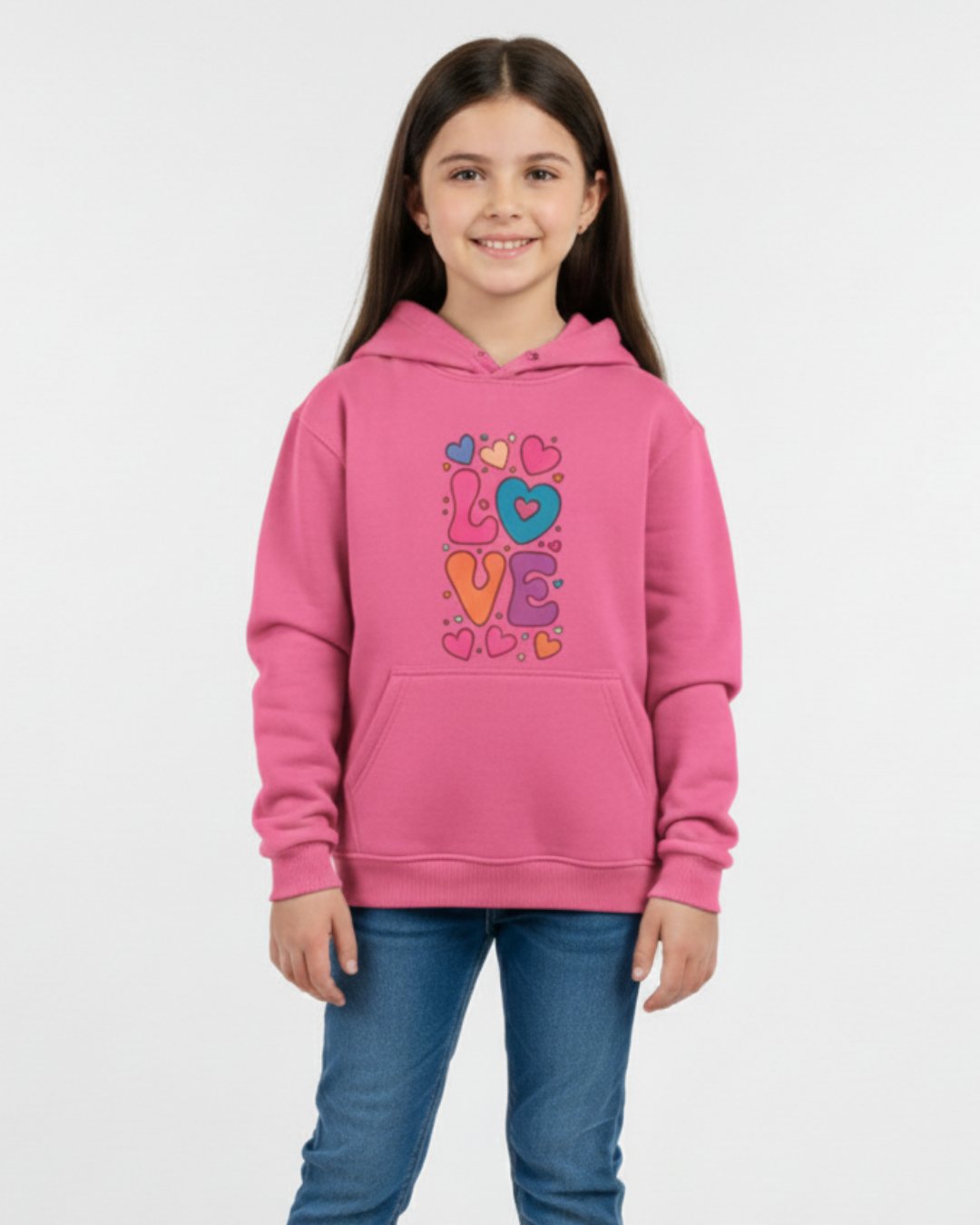 Love Graphic Heart Girls Hoodie