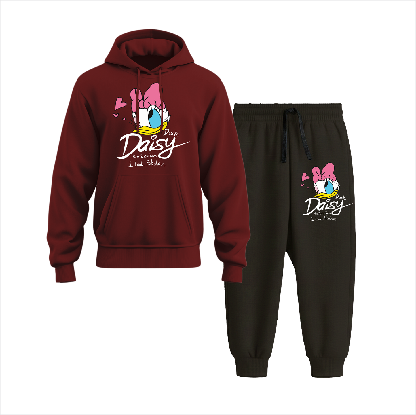 Daisy Duck Hoodie Black Trouser Set