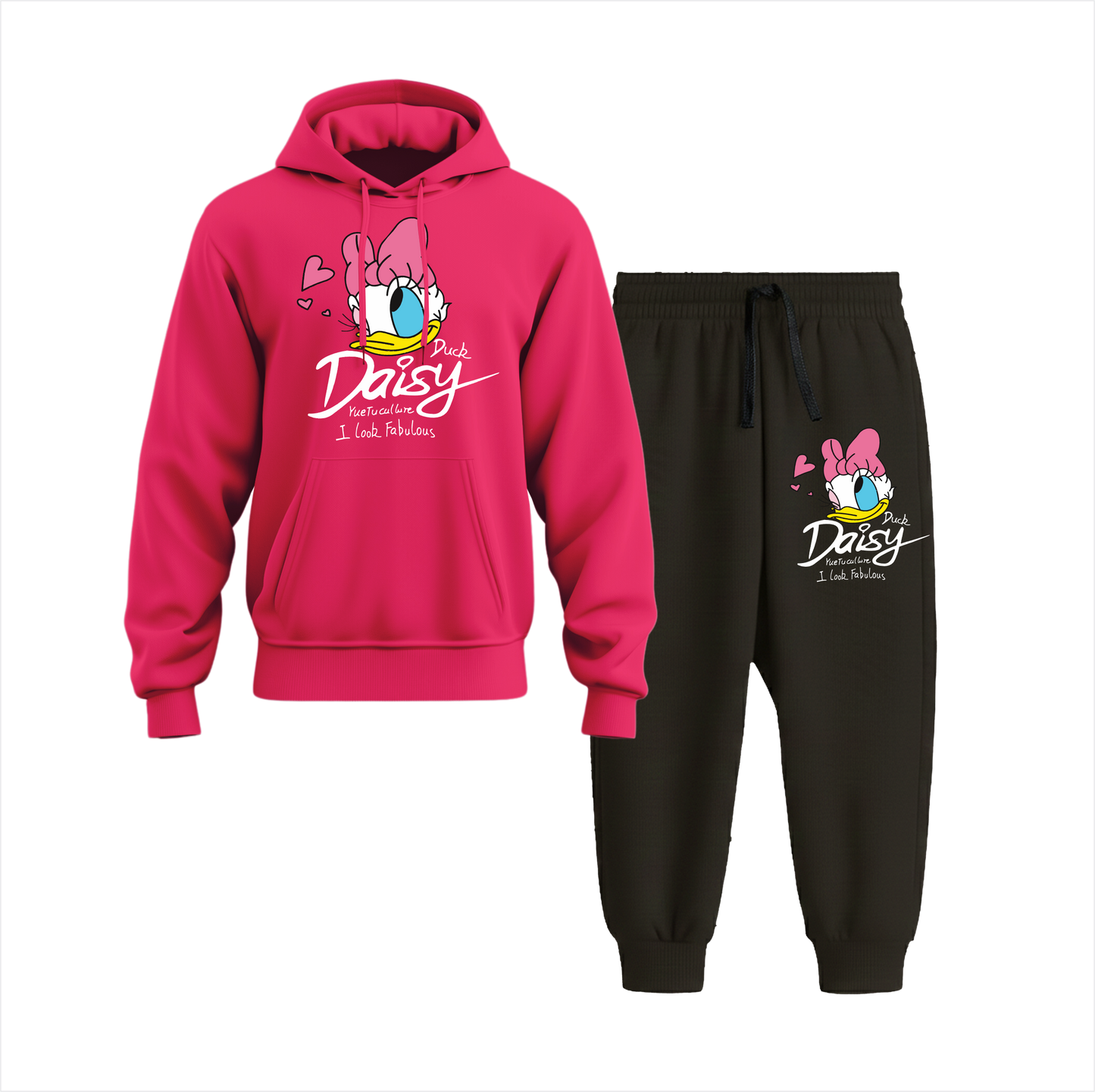 Daisy Duck Hoodie Black Trouser Set