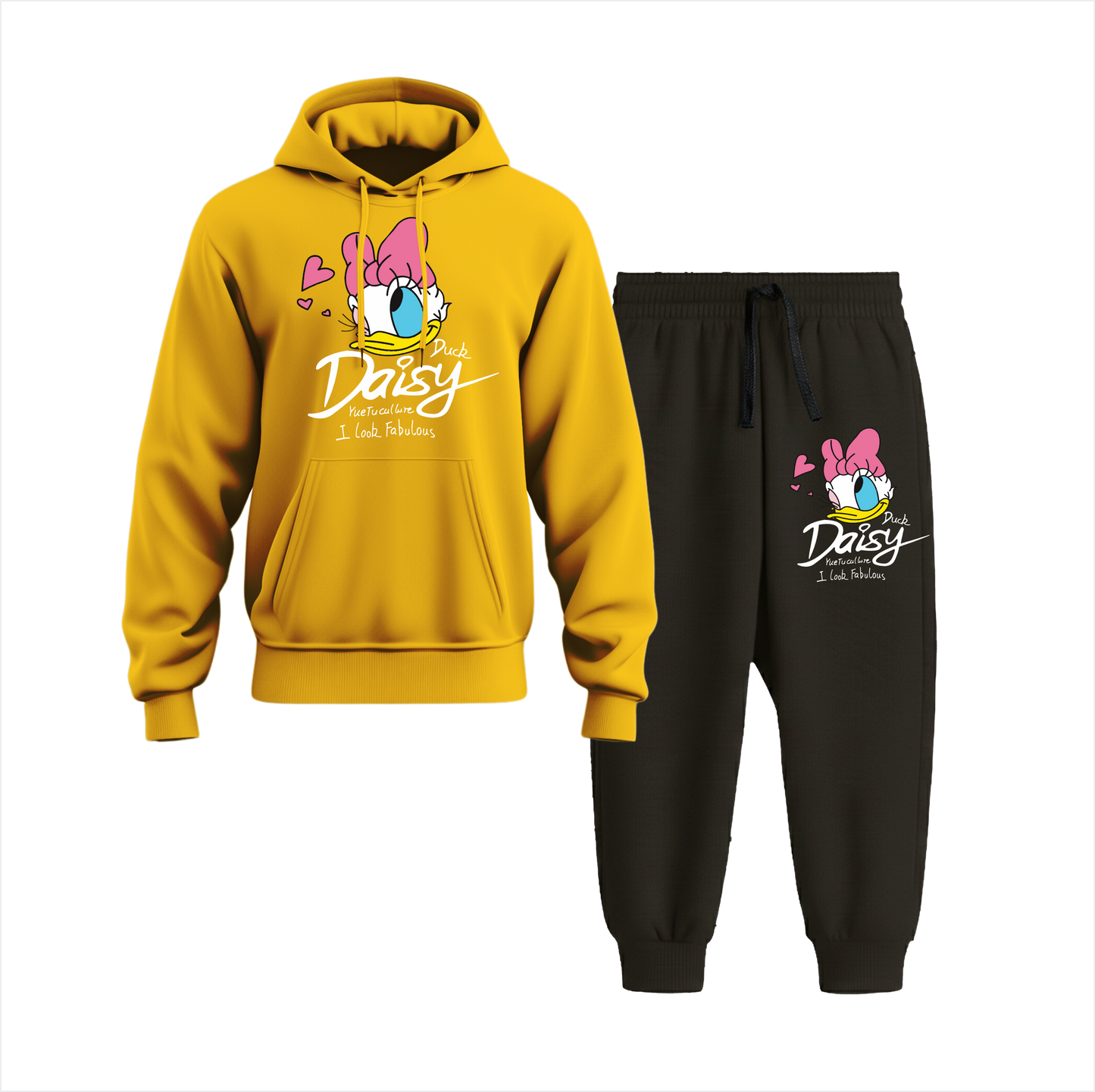 Daisy Duck Hoodie Black Trouser Set