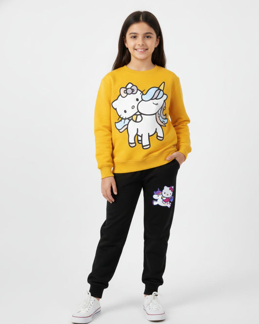 Yellow "Unicorn" Black Trouser Set