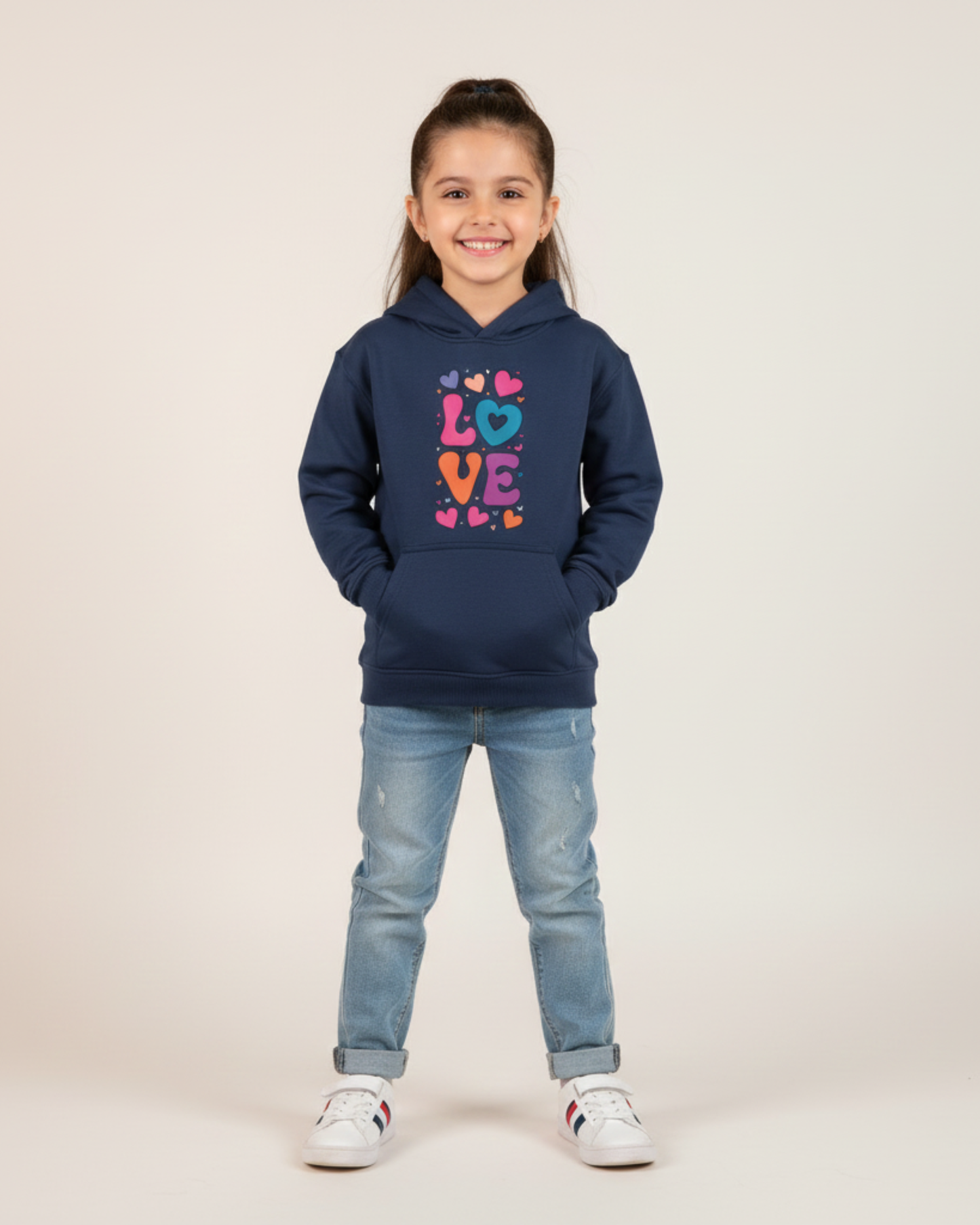 Love Graphic Heart Girls Hoodie