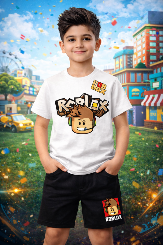 Roblox Boys White & Black Short Set