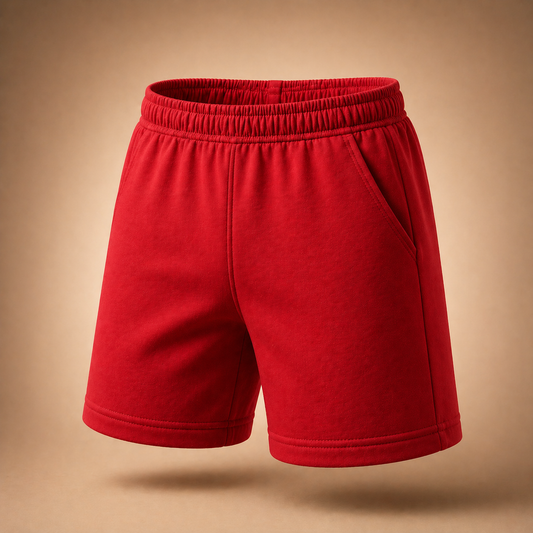 Boys Plain Shorts 100% Cotton Jersey Red