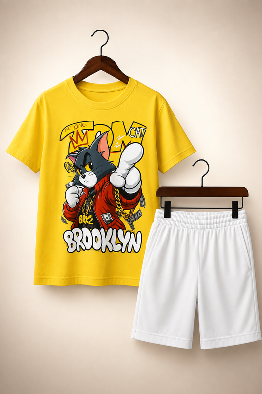 TOM Character Yellow Shorts White Shorts Set