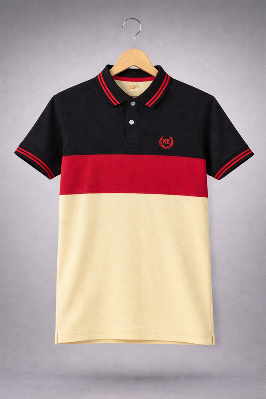 Boys Offwhite Black Strip Premium POLO Shirt