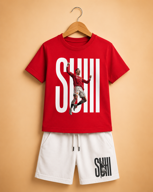 Ronaldo SuII Red Shirt White Shorts Set