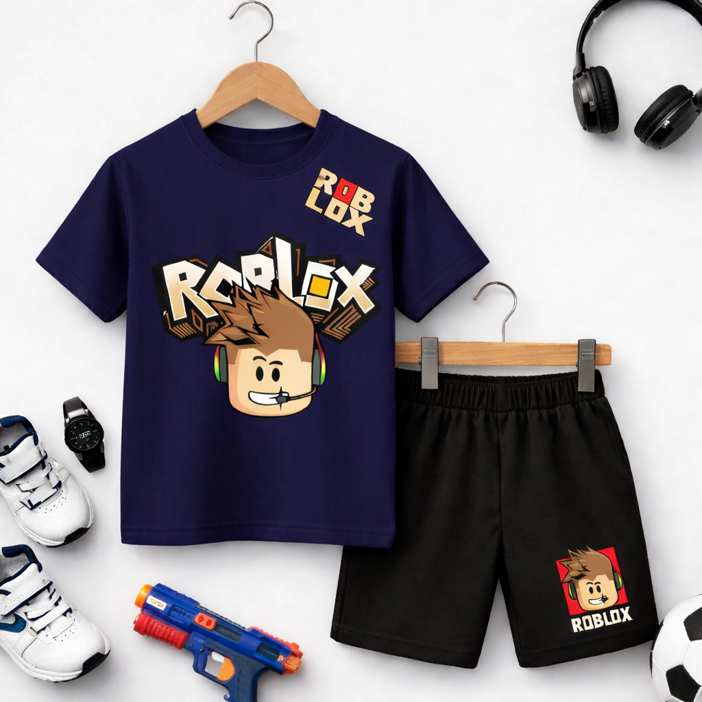 Roblox Boys Navy & Black Short Set