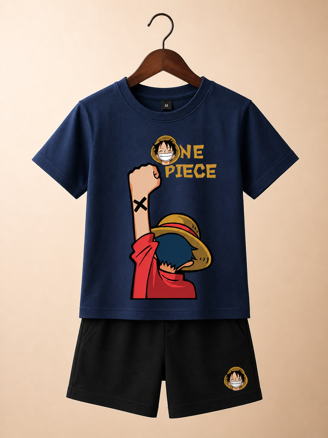 One Piece Boys Navy Shorts Set