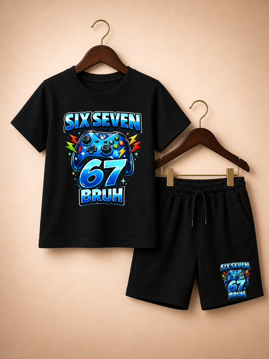 67 BRUH Boys Shorts Set