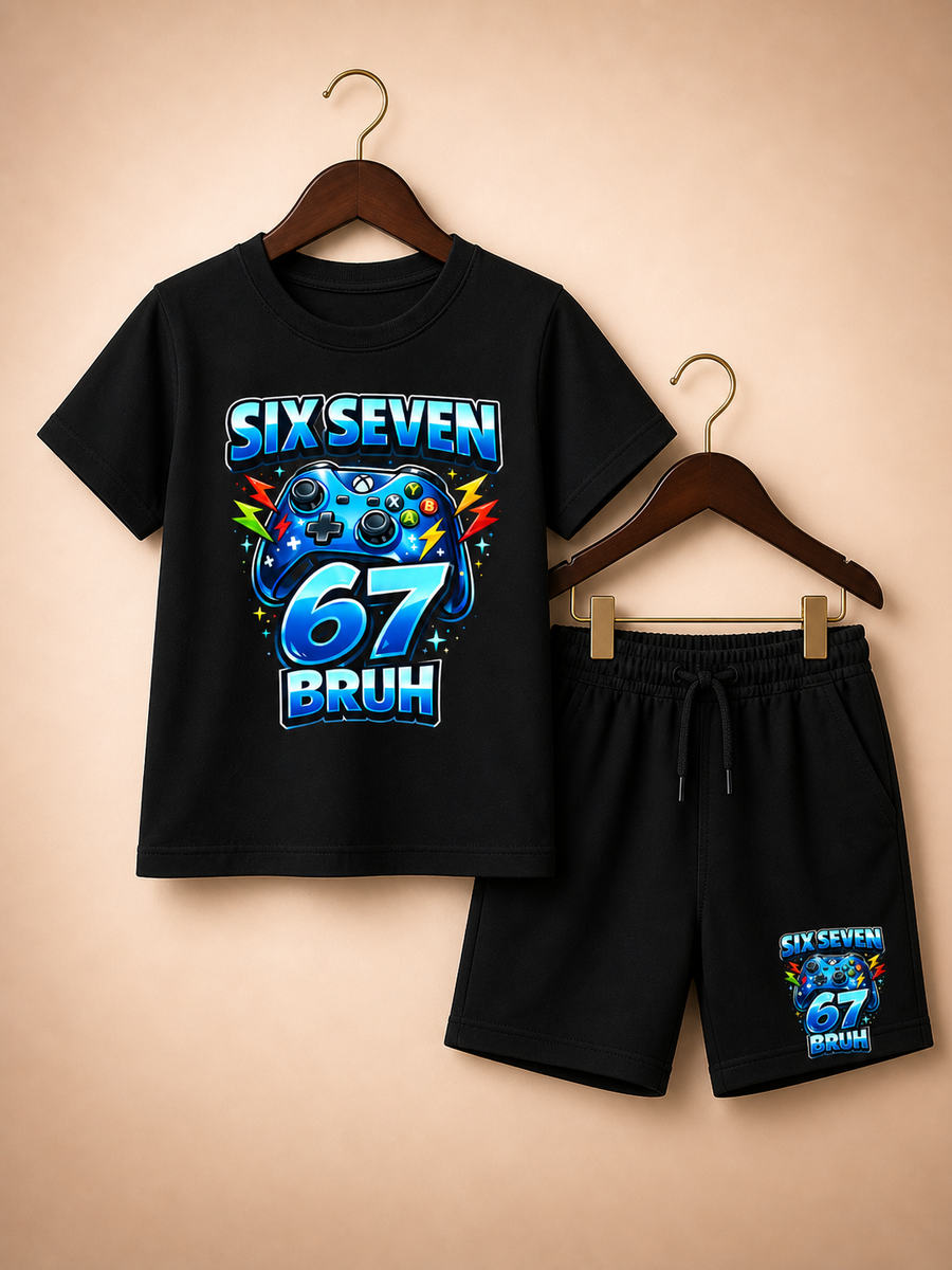 67 BRUH Boys Shorts Set