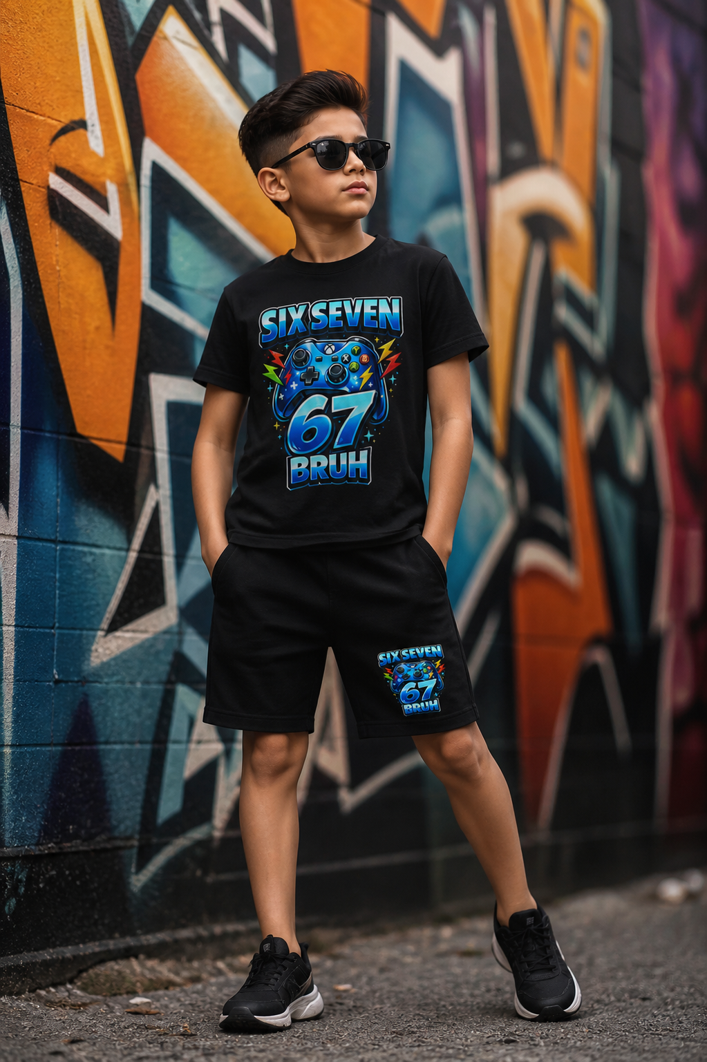 67 BRUH Boys Shorts Set