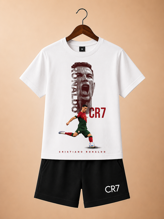 Ronaldo CR7-8 White Shorts Set