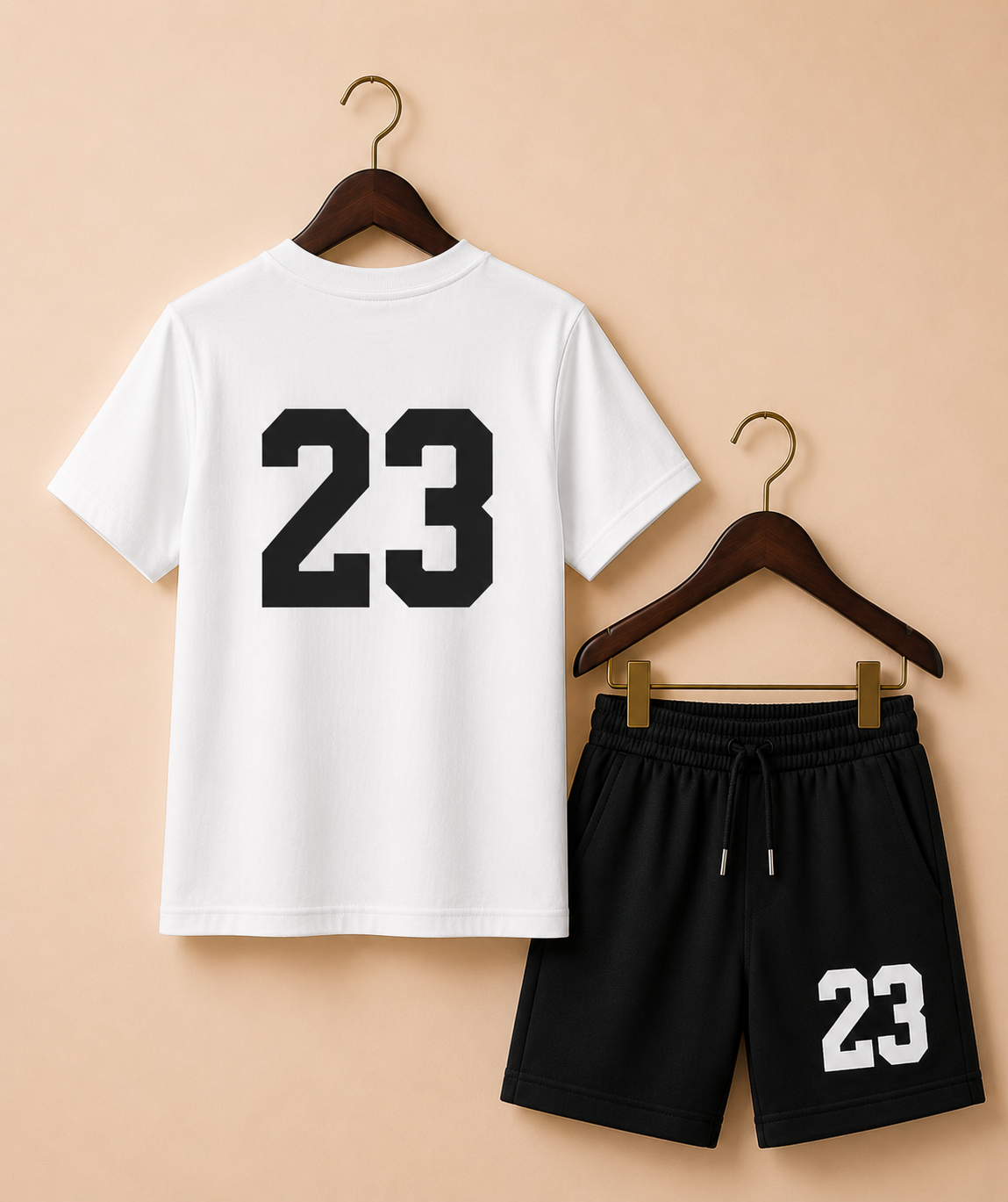 Jordan 23 Front Back White Black Shorts Set